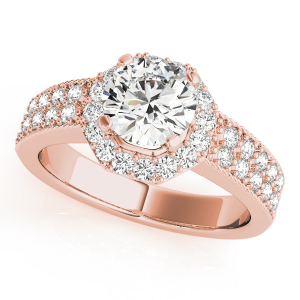 Natural Rose Gold Halo Diamond Rings