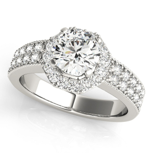 Natural White Gold Halo Diamond Rings