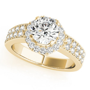 Natural Yellow Gold Halo Diamond Rings