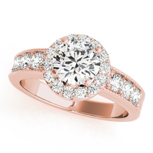 Natural Rose Gold Halo Diamond Rings