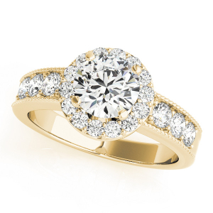 Natural Yellow Gold Halo Diamond Rings