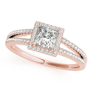 Louella Lab-Created Rose Gold Halo Engagement Diamond Rings