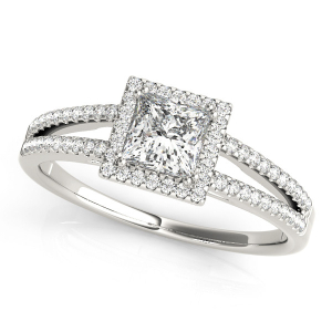 Louella Lab-Created Princess cut Halo Engagement Diamond Rings