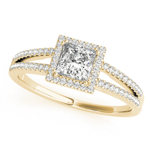 Louella Lab-Created Yellow Gold Halo Engagement Diamond Rings