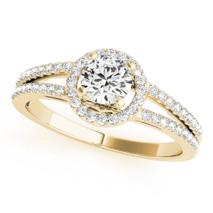 Jacklyn Natural Yellow Gold Halo Diamond Rings