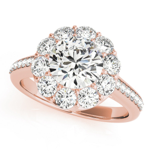 Kaloni Natural Rose Gold Halo Engagement Diamond Rings