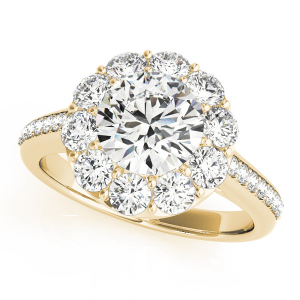 Kaloni Natural Yellow Gold Halo Engagement Diamond Rings