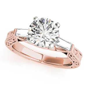 Wangi Lab-Created Diamond Rose Gold 4 Prong Set Trilogy Engagement Ring