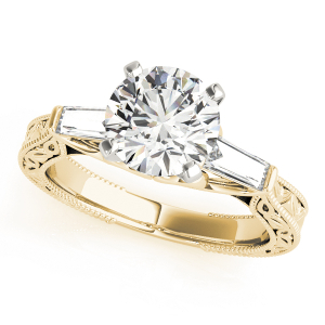 Wangi Lab-Created Diamond Yellow Gold 4 Prong Set Trilogy Engagement Ring