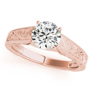 Malani Natural Rose Gold 4 Prong Solitaire Diamond Rings