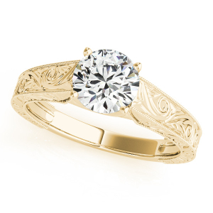 Malani Natural Yellow Gold 4 Prong Solitaire Diamond Rings