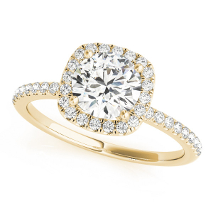 Debi Natural Yellow Gold 4 Prong Side Stone Diamond Rings