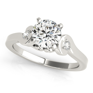 Winny Lab-Created Diamond Round cut 4 Prong Set  Trilogy Engagement Ring