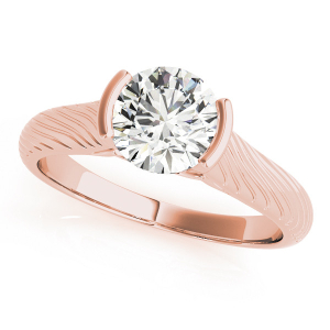 Marlee Natural Rose Gold Half Bezel Classic Solitaire Diamond Rings