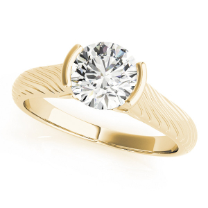 Marlee Natural Yellow Gold Half Bezel Classic Solitaire Diamond Rings