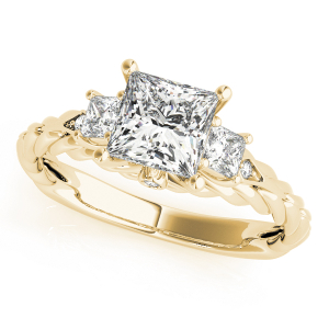 Wilma Lab-Created Diamond Yellow Gold 4 Prong Set Trilogy Engagement Ring