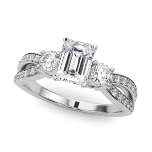 Venisha Natural Diamond 4 Prong Set Trilogy Engagement Ring