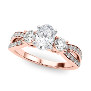 Verina Lab-Created Diamond Rose Gold 4 Prong Set Trilogy Engagement Ring