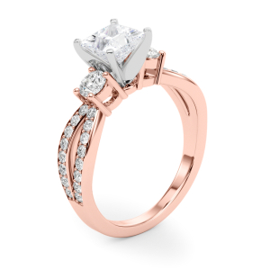 Valina Lab-Created Diamond Rose Gold 4 Prong Set Trilogy Engagement Ring