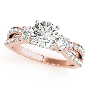 Vriti Lab-Created Diamond Rose Gold 4 Prong Set Trilogy Engagement Ring