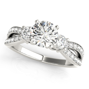 Vriti Natural Diamond Round cut 4 Prong Set  Trilogy Engagement Ring