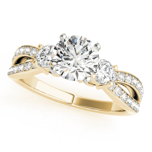 Vriti Lab-Created Diamond Yellow Gold 4 Prong Set Trilogy Engagement Ring