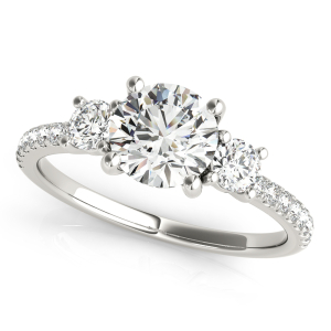 Yasirah Natural Diamond 4 Prong Set Trilogy Engagement Ring