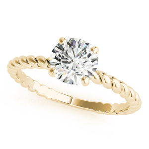 Mallory Natural Yellow Gold 4 Prong Classic Solitaire Diamond Rings