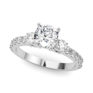 Yahvi Natural Diamond 4 Prong Set Trilogy Engagement Ring