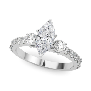 Yoko Natural Diamond 6 Prong Set Trilogy Engagement Ring