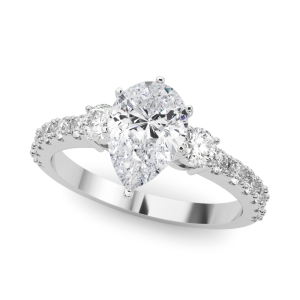 Yaalini Natural Diamond 6 Prong Set Trilogy Engagement Ring