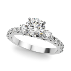 Yenna Natural Diamond 4 Prong Set Trilogy Engagement Ring