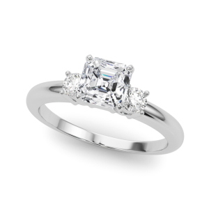 Yurika Natural Diamond 4 Prong Set Trilogy Engagement Ring