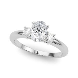 Yazmeen Natural Diamond 4 Prong Set Trilogy Engagement Ring