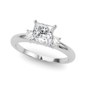 Yahna Natural Diamond 4 Prong Set Trilogy Engagement Ring