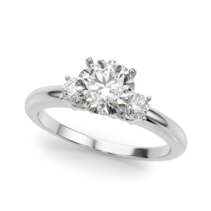 Yukina Natural Diamond 4 Prong Set Trilogy Engagement Ring