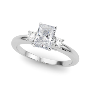 Yaella Natural Diamond 4 Prong Set Trilogy Engagement Ring