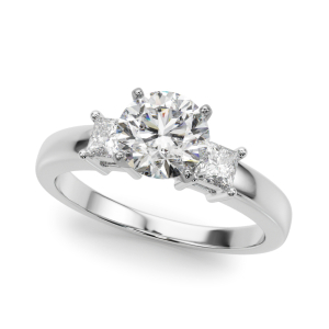 Yanci Natural Diamond 4 Prong Set Trilogy Engagement Ring