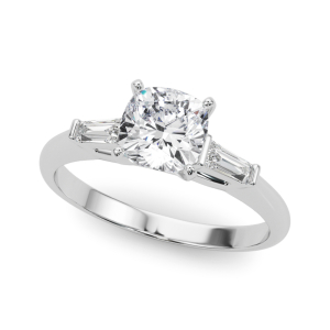 Yume Natural Diamond 4 Prong Set Trilogy Engagement Ring