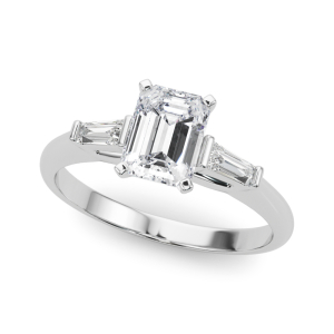 Yovana Natural Diamond 4 Prong Set Trilogy Engagement Ring