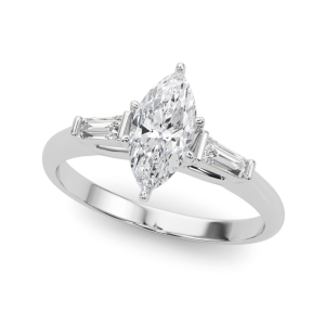 Yamilie Natural Diamond 6 Prong Set Trilogy Engagement Ring