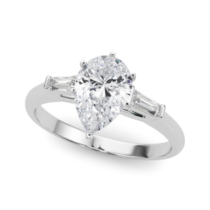 Yuria Natural Diamond 6 Prong Set Trilogy Engagement Ring