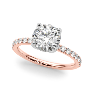 Yamani Natural Diamond Rose Gold 4 Prong Set Halo Engagement Ring