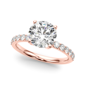 Yuriko Natural Diamond Rose Gold 4 Prong Set Halo Engagement Ring