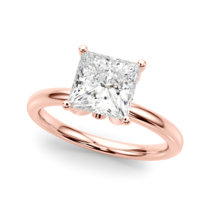 Yamara Natural Diamond Rose Gold 4 Prong Set Halo Engagement Ring