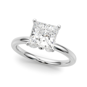 Yamara Natural Diamond White Gold 4 Prong Set Halo Engagement Ring