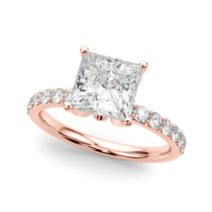 Yoli Natural Diamond Rose Gold 4 Prong Set Halo Engagement Ring