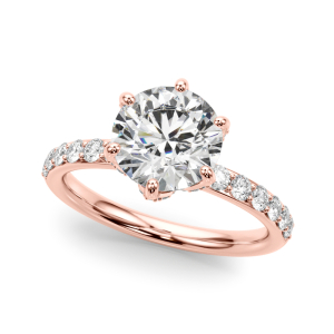 Yerin Natural Diamond Rose Gold 4 Prong Set Halo Engagement Ring