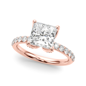 Yulie Natural Diamond Rose Gold 4 Prong Set Halo Engagement Ring