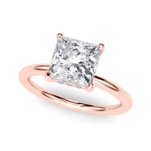 Yukti Natural Diamond Rose Gold 4 Prong Set Halo Engagement Ring